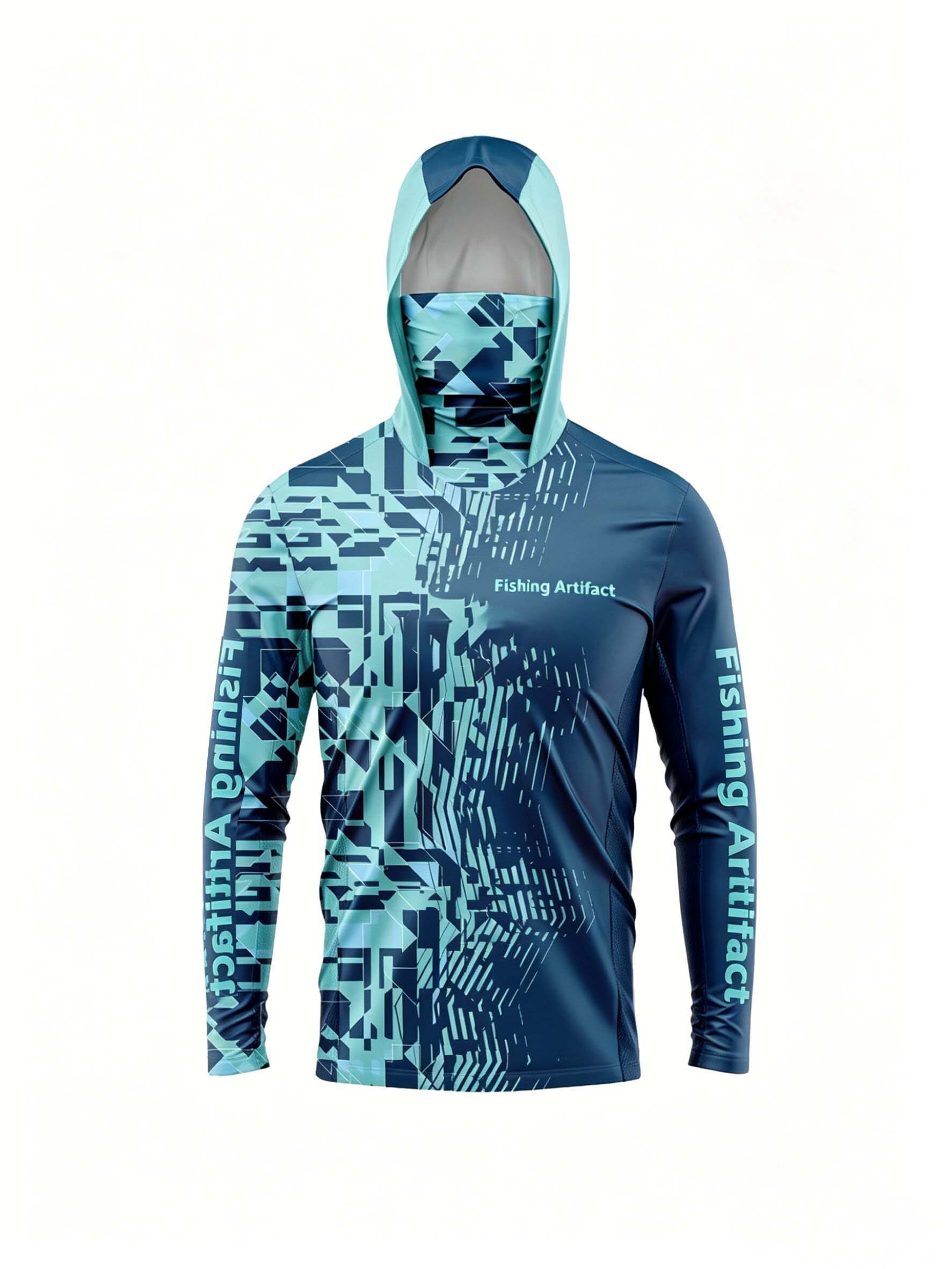 Fishing Mask Sun Protection - Herren-Sommer-Anglerhoodie, langärmelig mit Maske, atmungsaktiv und