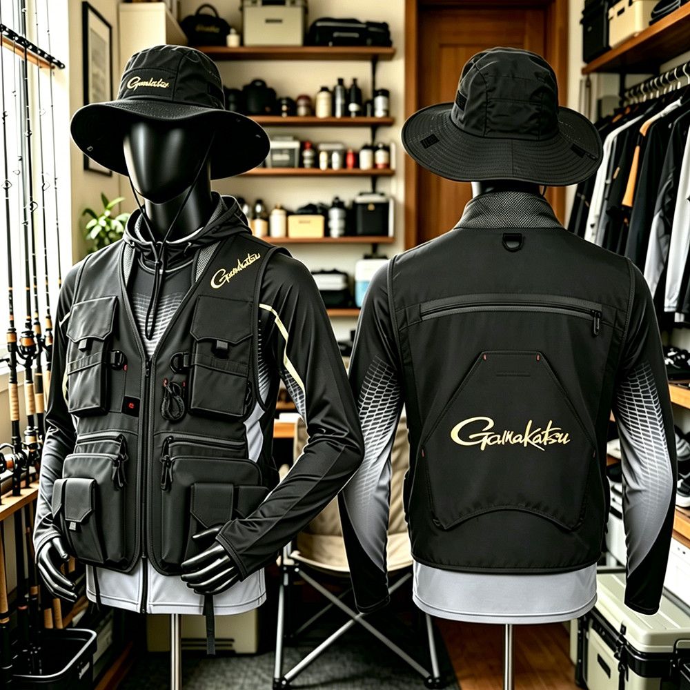 Fishing Vest - Gamakatsu Herren-Anglerweste mit mehreren Taschen, schnell