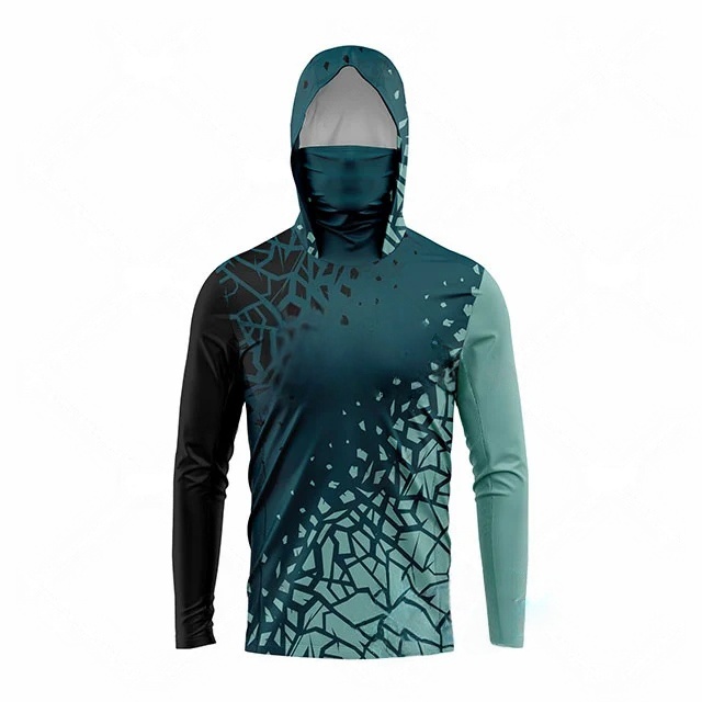 Fishing Shirt Uv Protection - MALFC Angelbekleidung Herren Kapuzen-Angelhemd Langarm-Angel-T-Shirt UV-Schutz