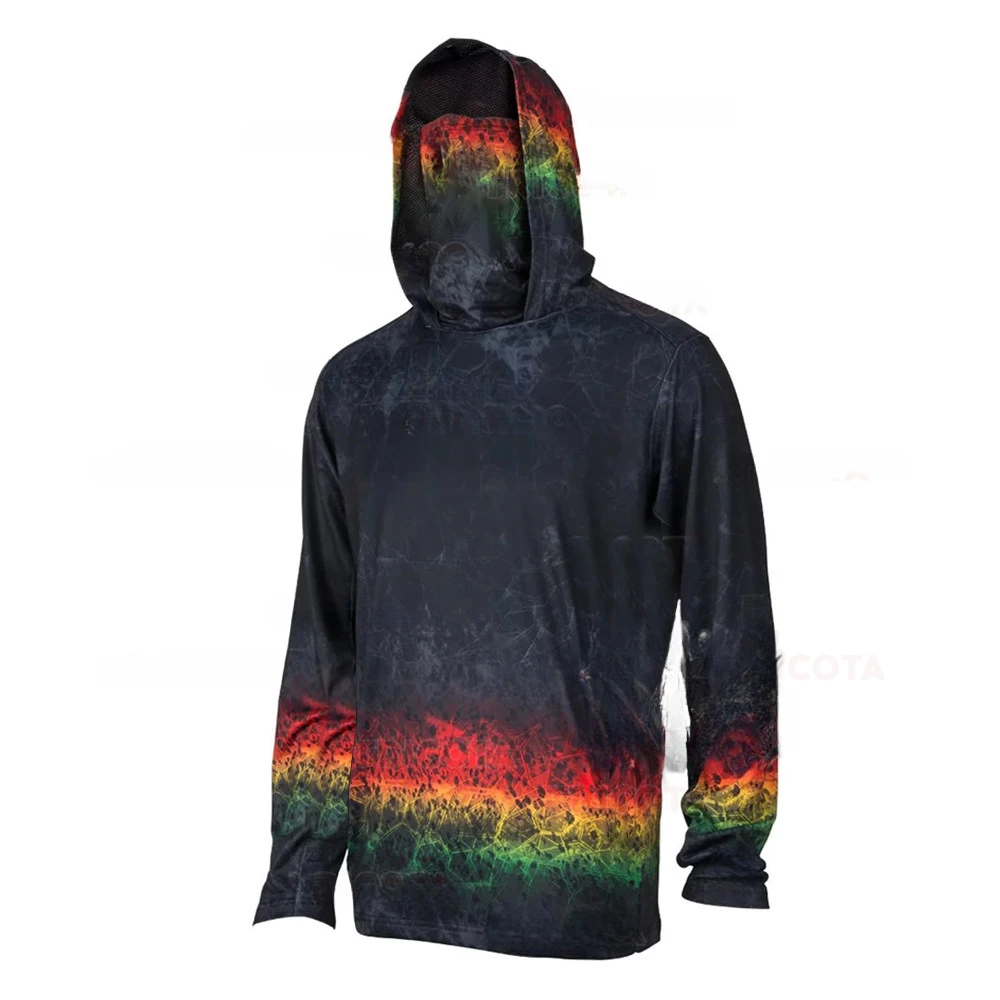 Fishing Mask Sun Protection - Herren-Angel-Hoodie-Shirts mit UPF 50+ Sonnenschutz, langärmelig,